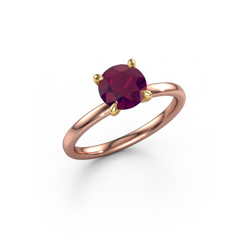 Image of Engagement ring Crystal RND 1 585 rose gold Rhodolite 6.8 mm