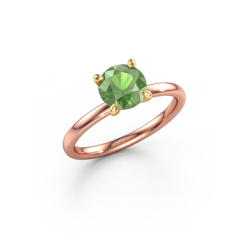 Afbeelding van Verlovingsring Crystal RND 1 585 rosé goud Toermalijn groen 6.8 mm