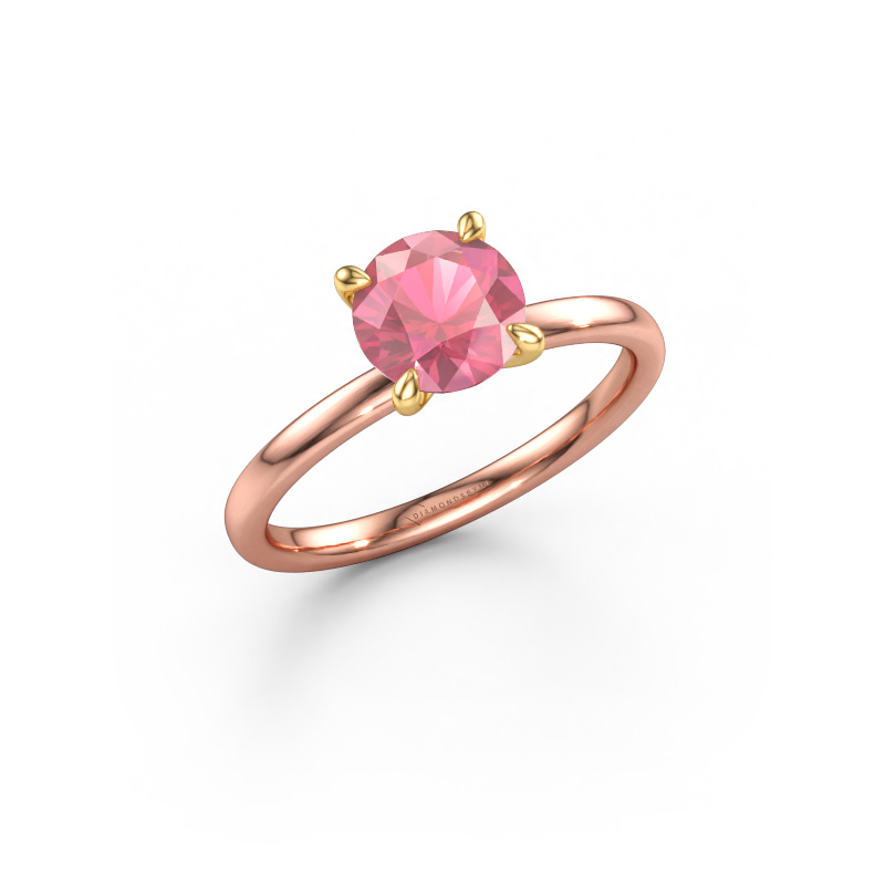 Afbeelding van Verlovingsring Crystal RND 1 585 rosé goud Toermalijn pink 6.8 mm