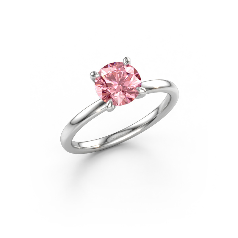 Afbeelding van Verlovingsring Crystal RND 1 950 platina Roze lab grown diamant 6.8 mm