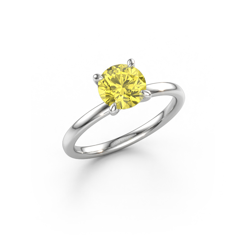 Image de Bague de fiançailles Crystal RND 1 950 platine Diamants synthétiques jaune 6.8 mm