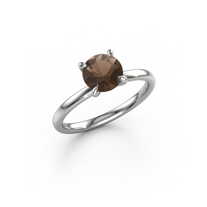 Image of Engagement ring Crystal RND 1 950 platinum Smokey quartz 6.8 mm