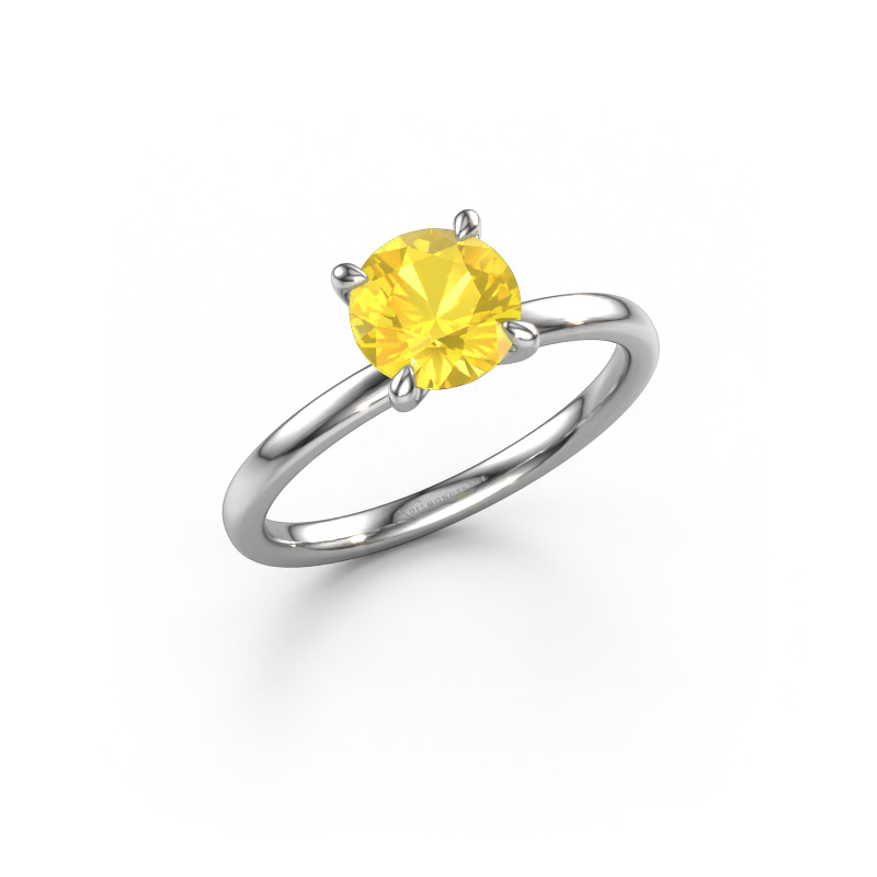 Image of Engagement ring Crystal RND 1 950 platinum Yellow sapphire 6.8 mm