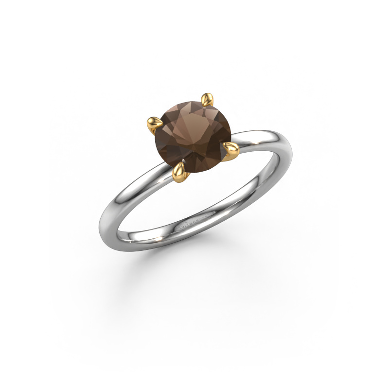 Bild von Verlobungsring Crystal RND 1 585 Weißgold Rauchquarz 6.8 mm