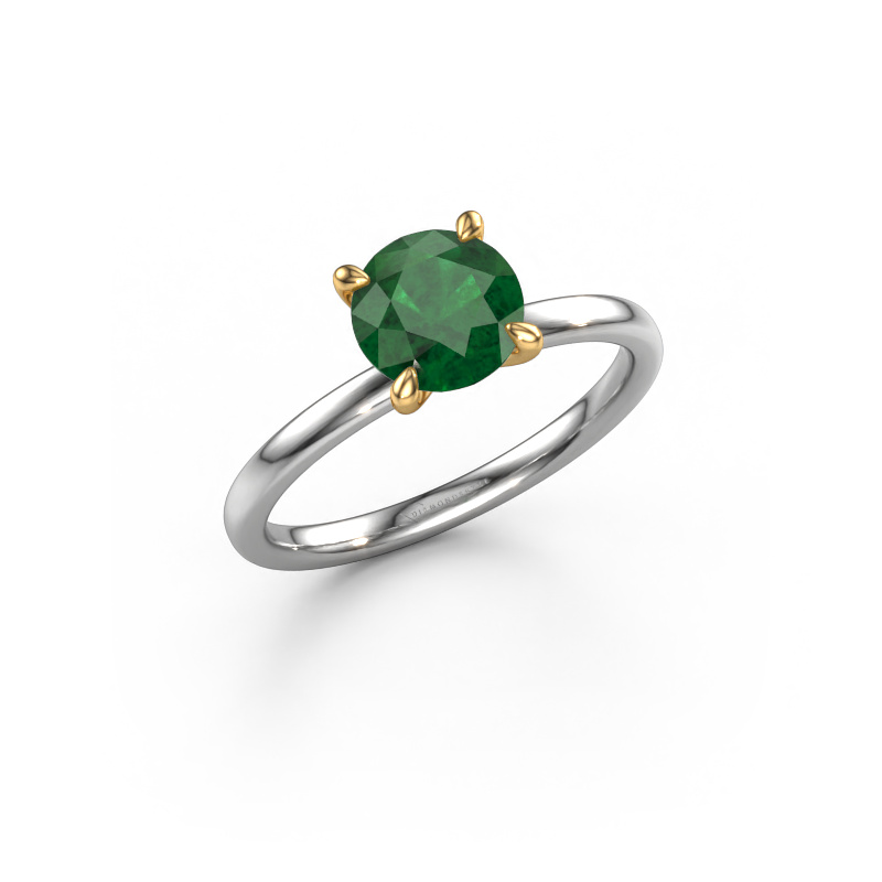 Image of Engagement ring Crystal RND 1 585 white gold Emerald 6.8 mm