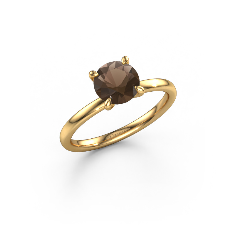 Image of Engagement ring Crystal RND 1 585 gold Smokey quartz 6.8 mm