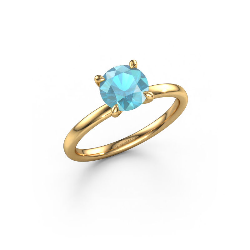 Bild von Verlobungsring Crystal RND 1 585 Gold Blau Topas 6.8 mm
