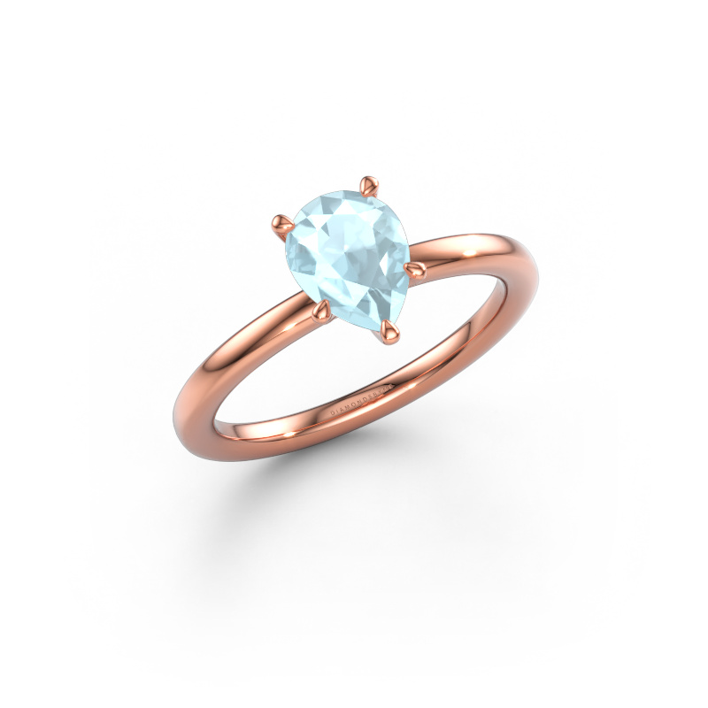 Immagine di Anello di fidanzamento Crystal PER 1 585 oro rosa Acquamarina 8x6 mm