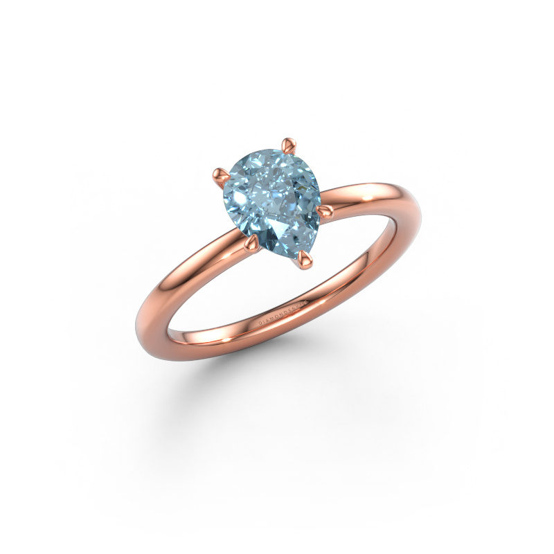 Immagine di Anello di fidanzamento Crystal PER 1 585 oro rosa Diamante lab grown blu 8x6 mm