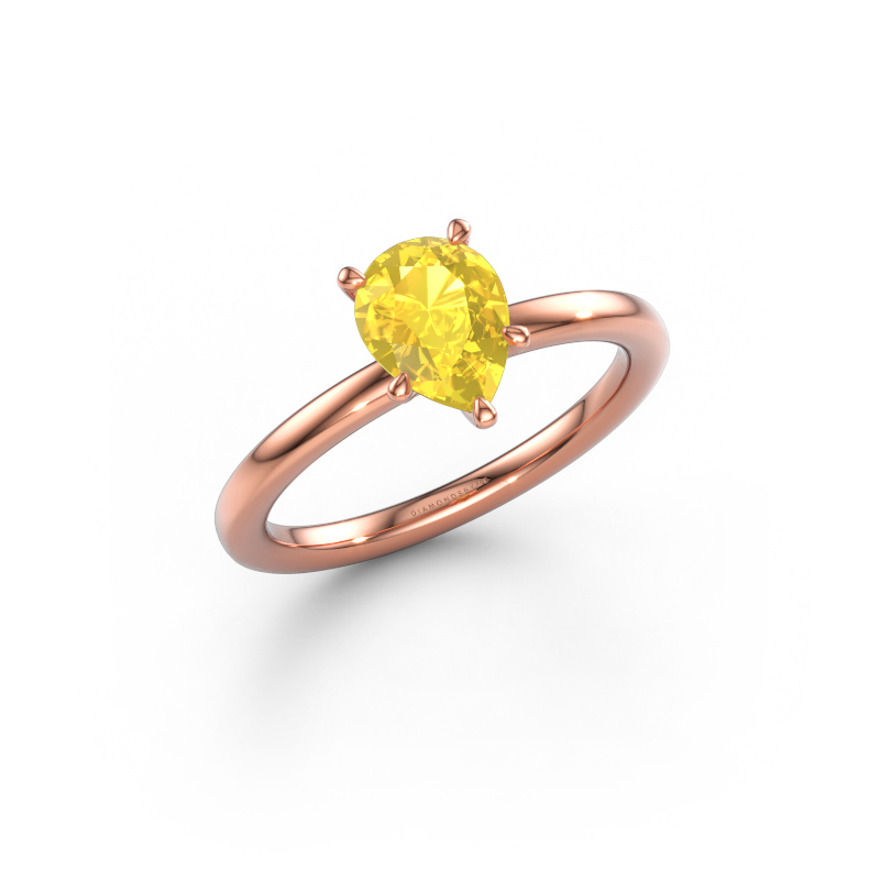Bild av Förlovningsring Crystal PER 1 585 roséguld Gul safir 8x6 mm