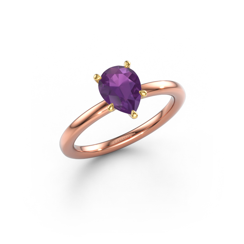 Image of Engagement ring Crystal PER 1 585 rose gold Amethyst 8x6 mm