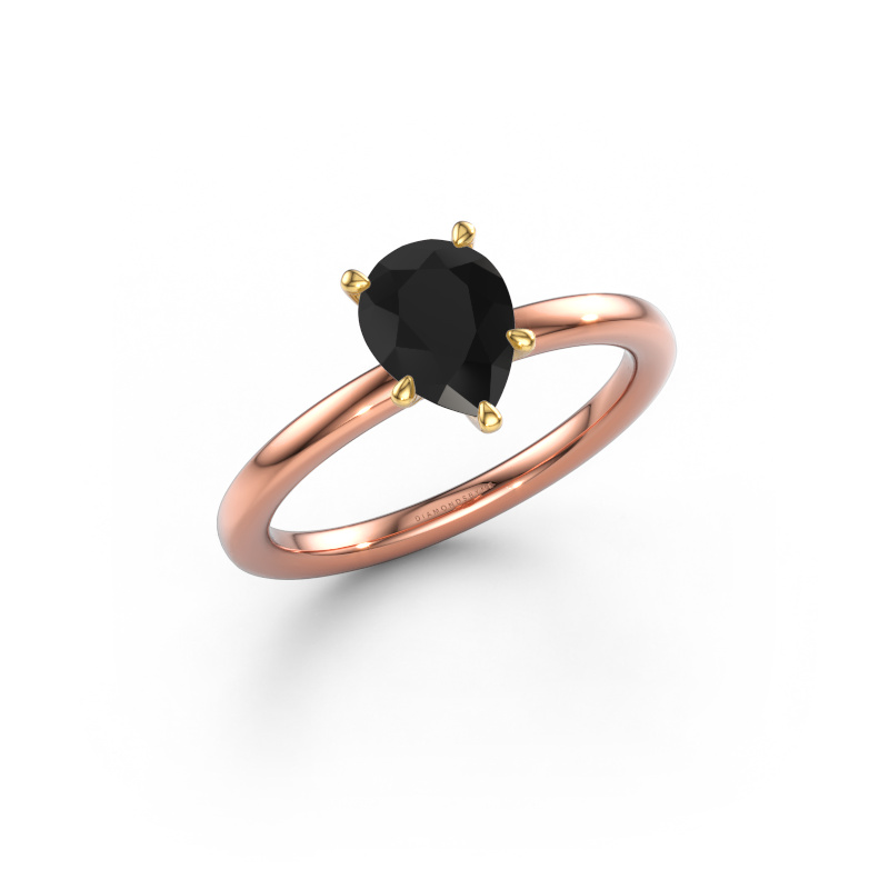 Image of Engagement ring Crystal PER 1 585 rose gold Black diamond 1.25 crt