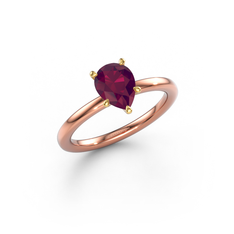 Image of Engagement ring Crystal PER 1 585 rose gold Rhodolite 8x6 mm