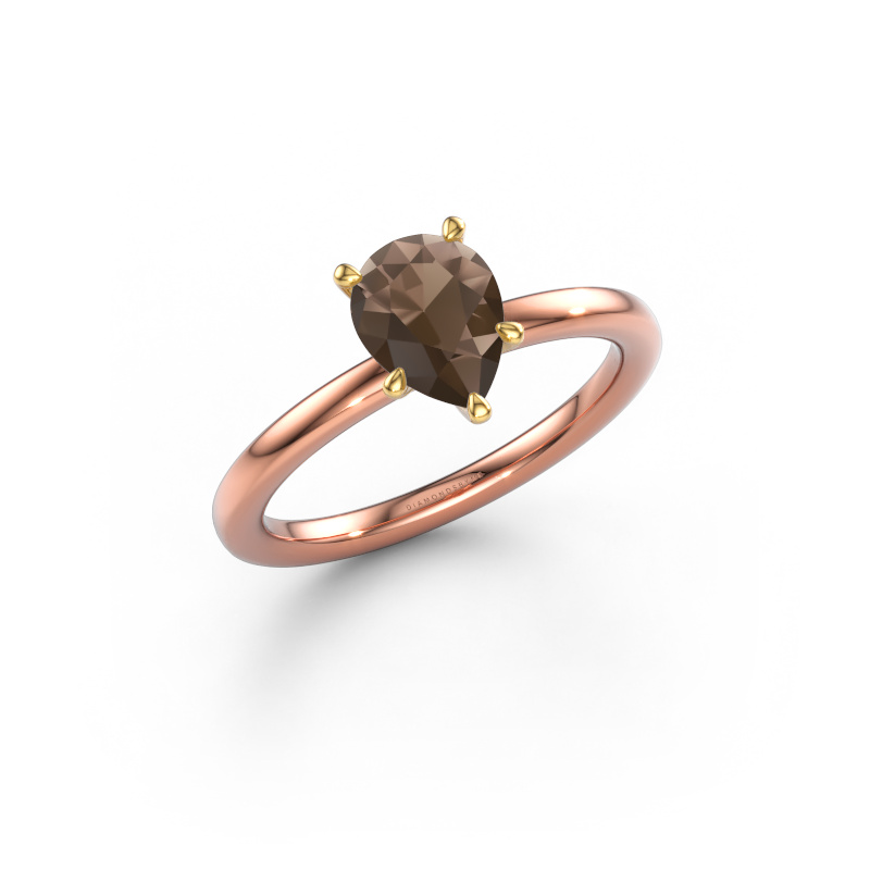 Afbeelding van Verlovingsring Crystal PER 1 585 rosé goud Rookkwarts 8x6 mm