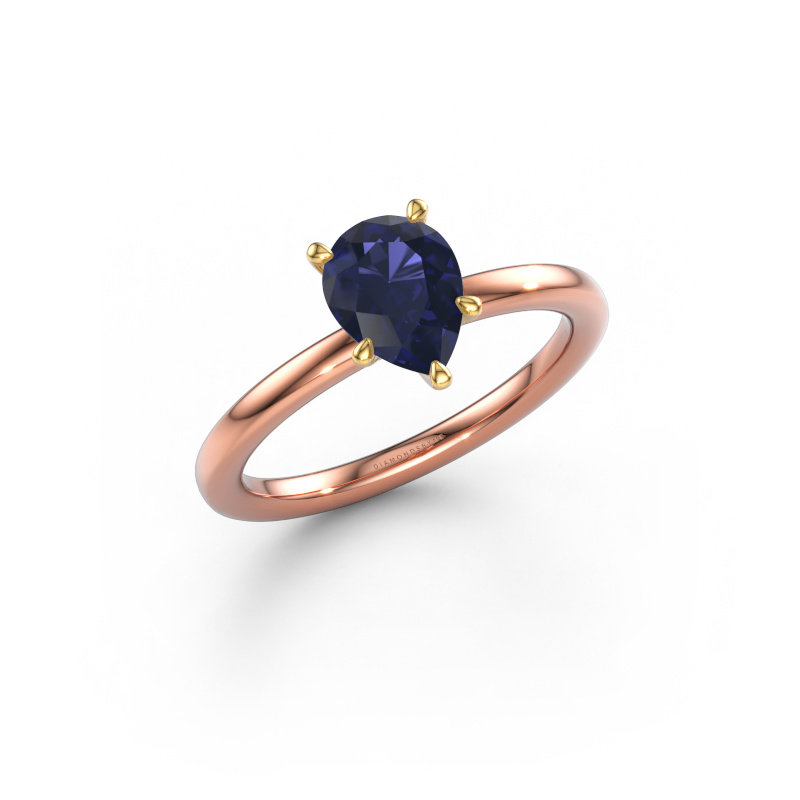 Bild von Verlobungsring Crystal PER 1 585 Roségold Saphir 8x6 mm