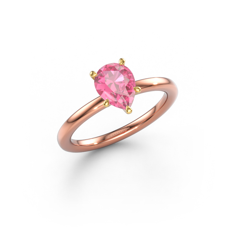 Image of Engagement ring Crystal PER 1 585 rose gold Pink sapphire 8x6 mm