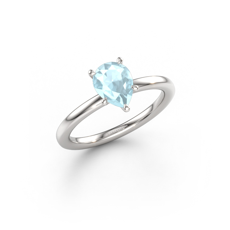 Image de Bague de fiançailles Crystal PER 1 950 platine Aigue-marine 8x6 mm