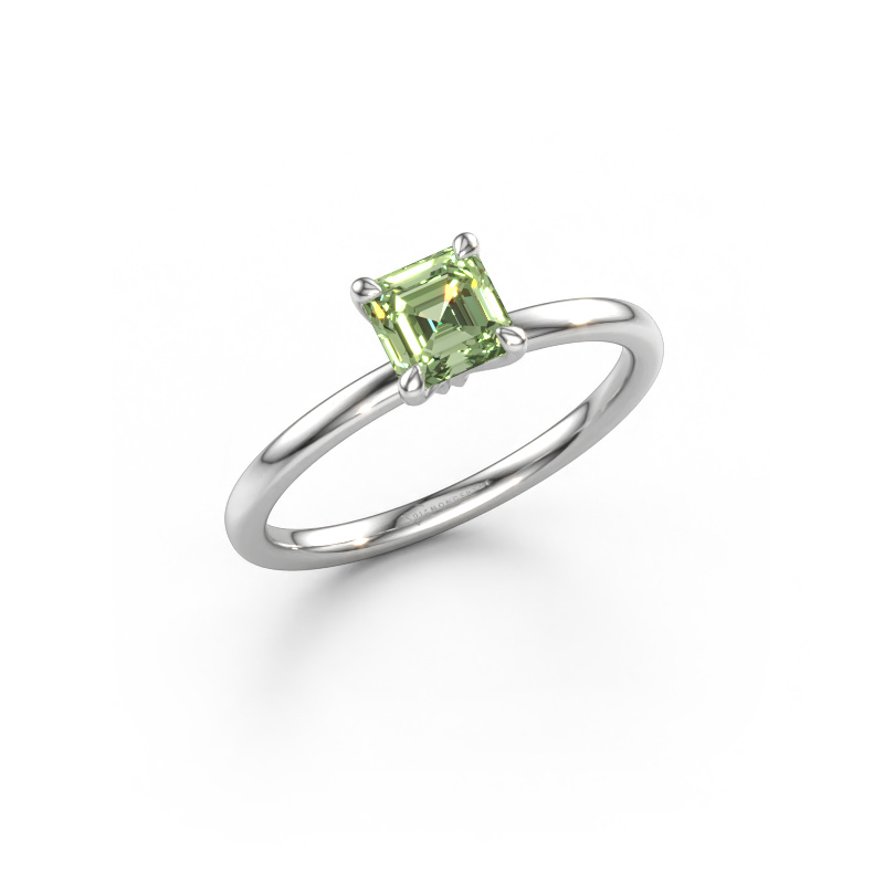 Immagine di Anello di fidanzamento Crystal ASSC 1 585 oro bianco Diamante lab grown verde 5 mm