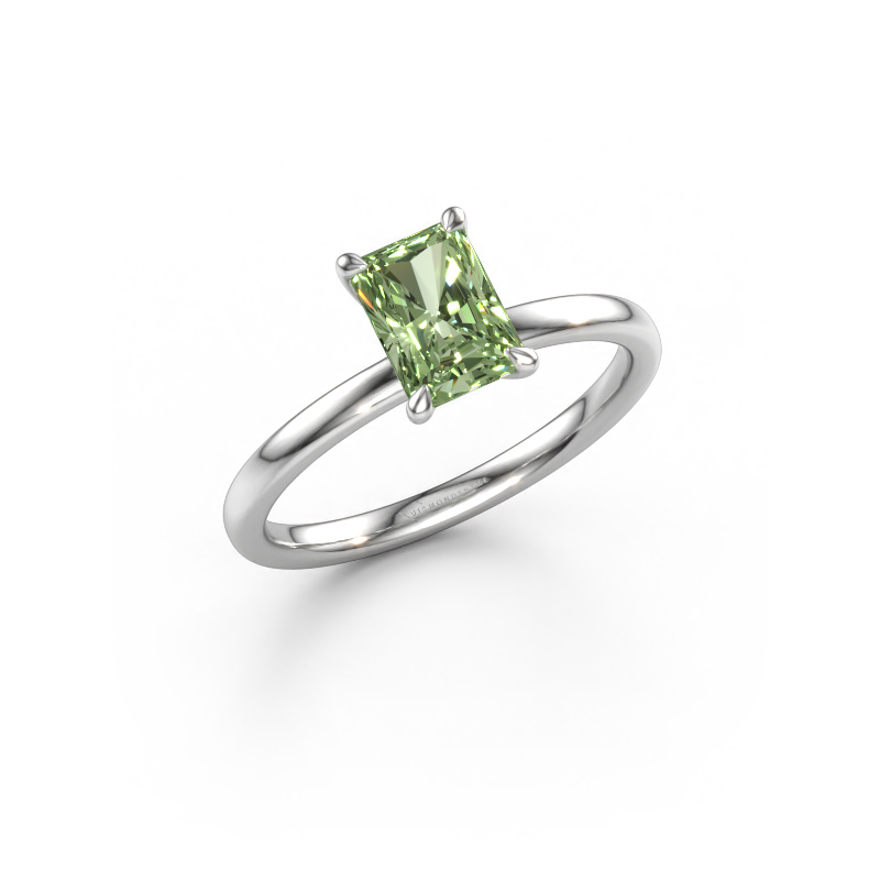 Immagine di Anello di fidanzamento Crystal RAD 1 585 oro bianco Diamante lab grown verde 7x5 mm