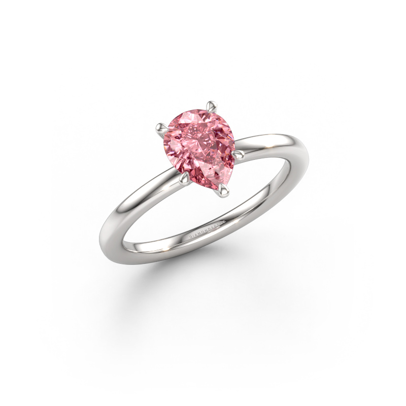 Immagine di Anello di fidanzamento Crystal PER 1 585 oro bianco Diamante lab grown rosa 8x6 mm
