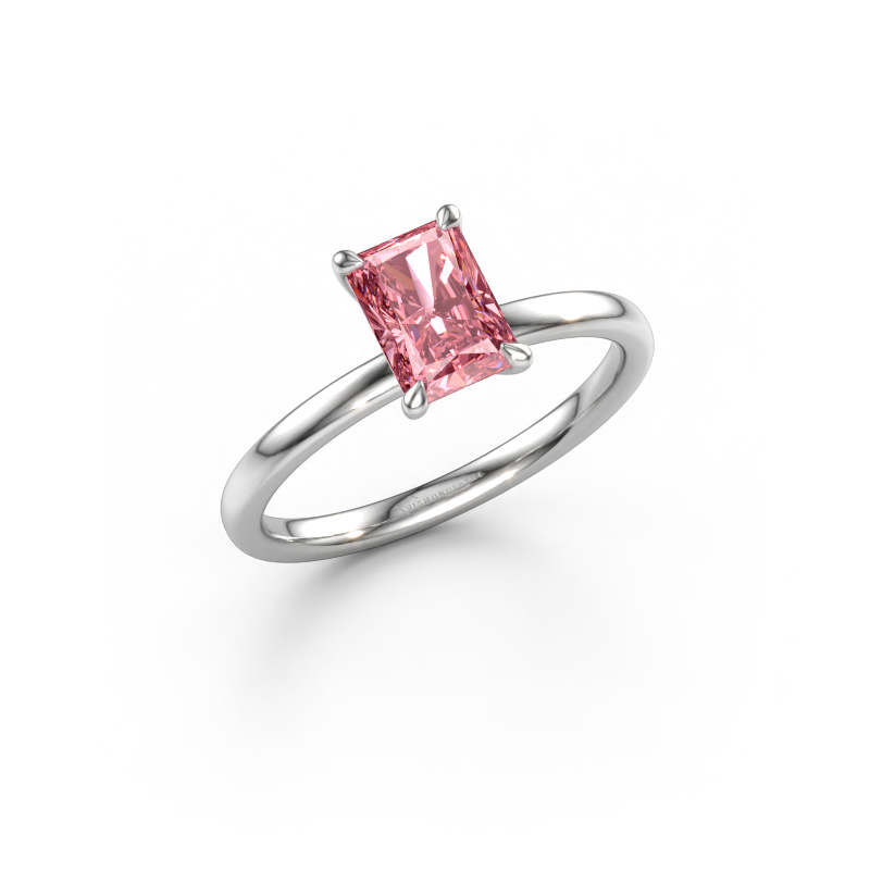Immagine di Anello di fidanzamento Crystal RAD 1 950 platino Diamante lab grown rosa 7x5 mm
