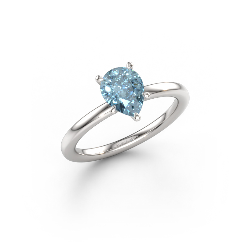 Immagine di Anello di fidanzamento Crystal PER 1 950 platino Diamante lab grown blu 8x6 mm