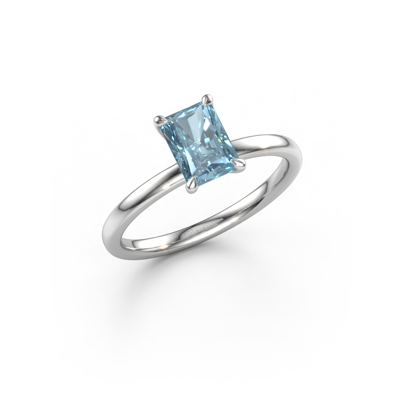Immagine di Anello di fidanzamento Crystal RAD 1 950 platino Diamante lab grown blu 7x5 mm