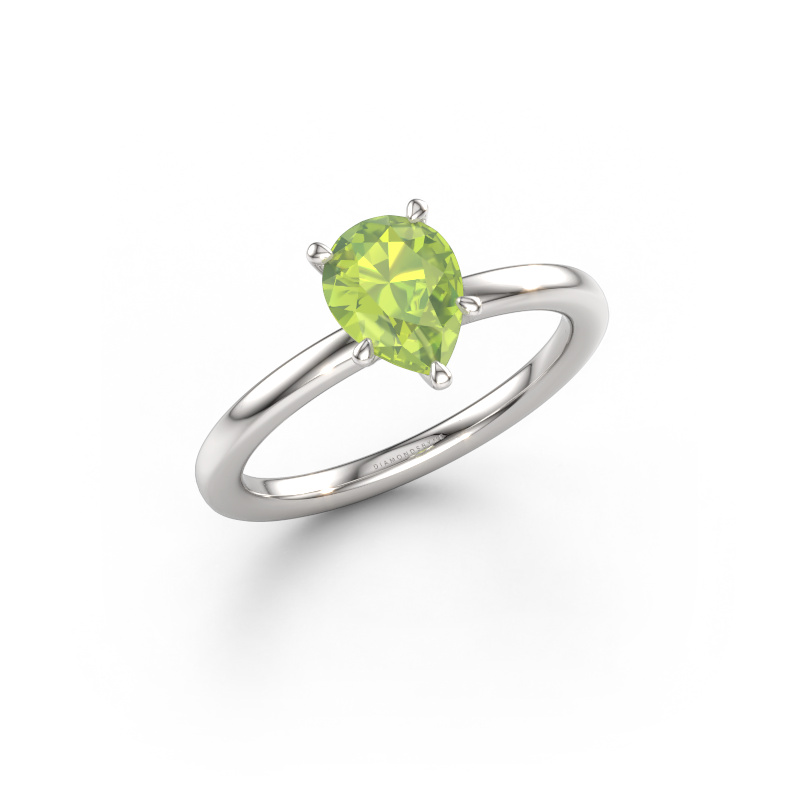 Image of Engagement ring Crystal PER 1 950 platinum Peridot 8x6 mm
