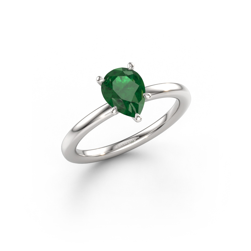 Image of Engagement ring Crystal PER 1 950 platinum Emerald 8x6 mm