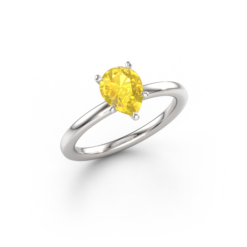 Bild von Verlobungsring Crystal PER 1 950 Platin Gelb Saphir 8x6 mm