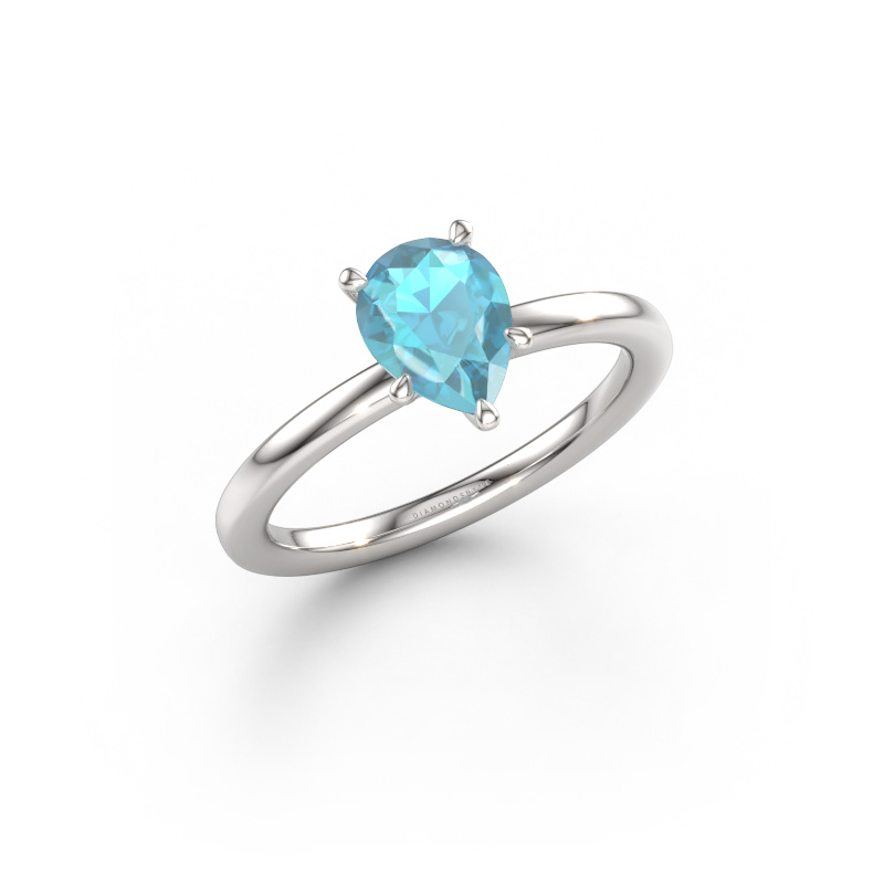 Bild von Verlobungsring Crystal PER 1 950 Platin Blau Topas 8x6 mm