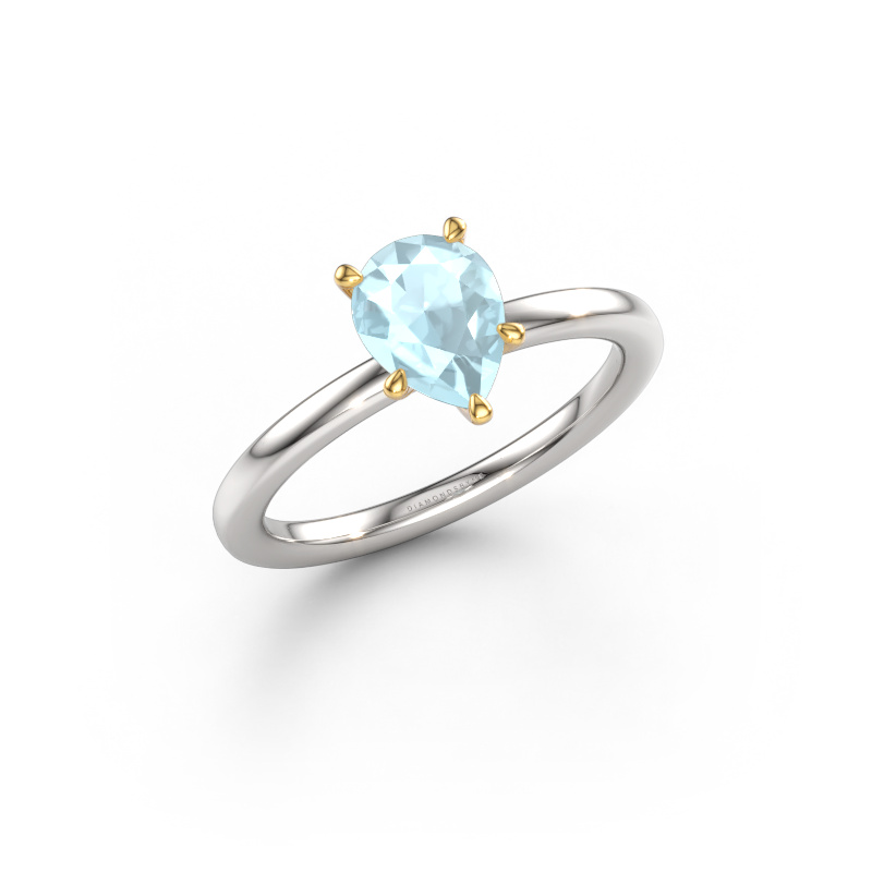 Image de Bague de fiançailles Crystal PER 1 585 or blanc Aigue-marine 8x6 mm