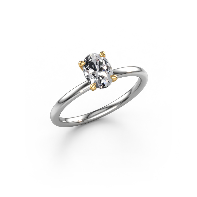 Image de Bague de fiançailles Crystal OVL 1 585 or blanc Diamant synthétique 0.70 crt
