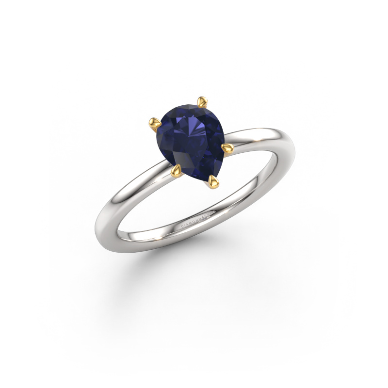 Image of Engagement ring Crystal PER 1 585 white gold Sapphire 8x6 mm