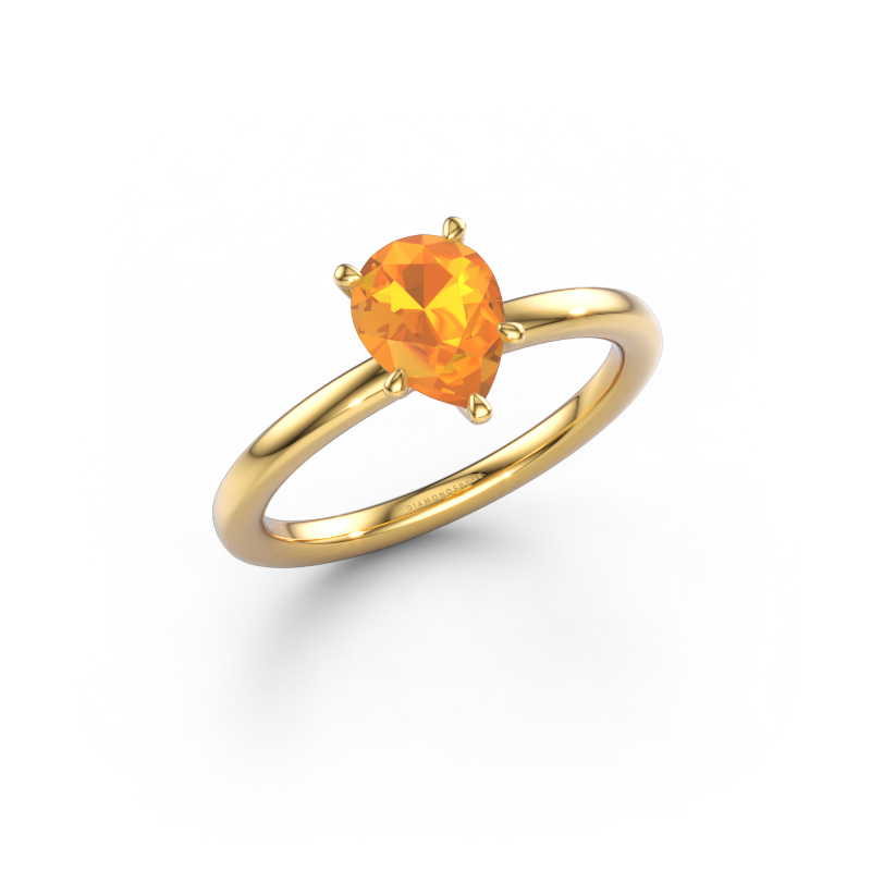 Image of Engagement ring Crystal PER 1 585 gold Citrin 8x6 mm
