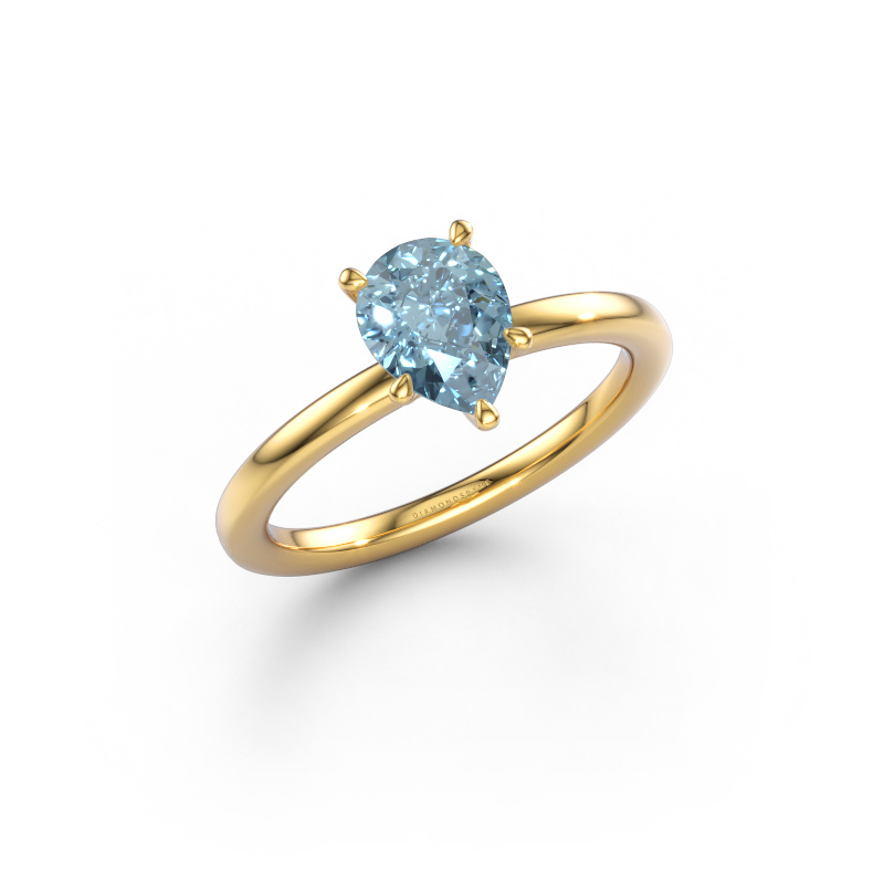 Image of Engagement ring Crystal PER 1 585 gold Blue lab grown diamond 8x6 mm