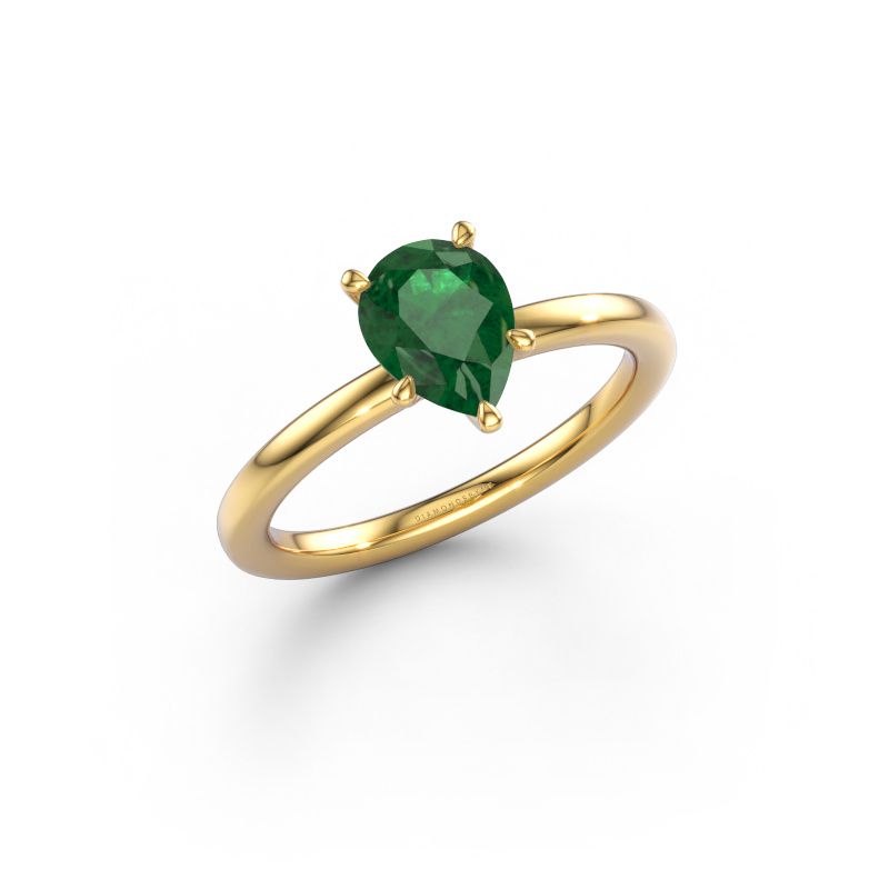 Image of Engagement ring Crystal PER 1 585 gold Emerald 8x6 mm