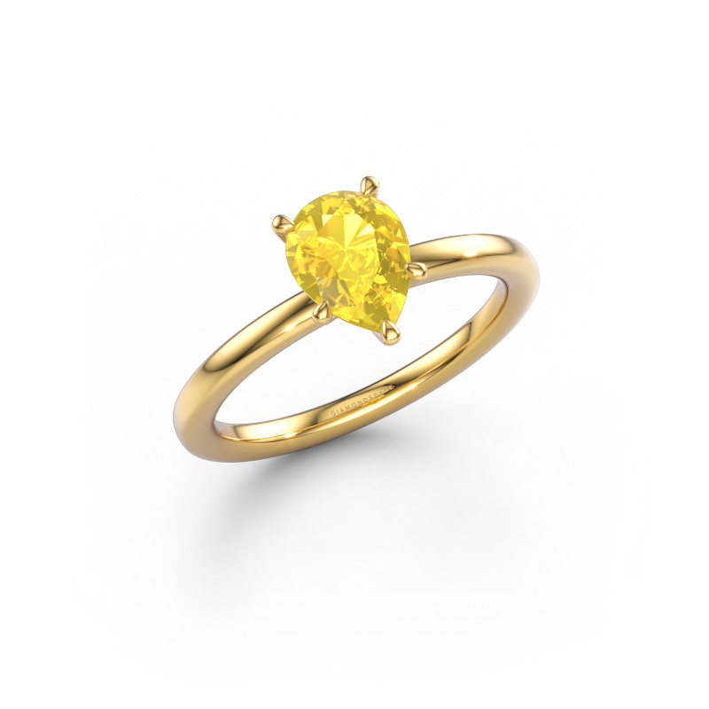 Image of Engagement ring Crystal PER 1 585 gold Yellow sapphire 8x6 mm