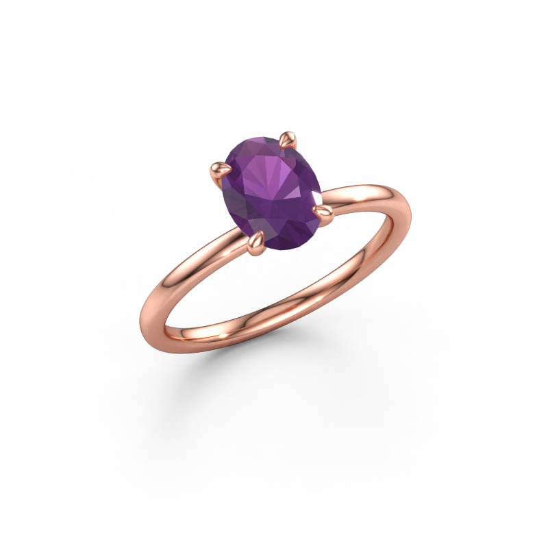Immagine di Anello di fidanzamento Crystal OVL 1 585 oro rosa Ametista 8x6 mm