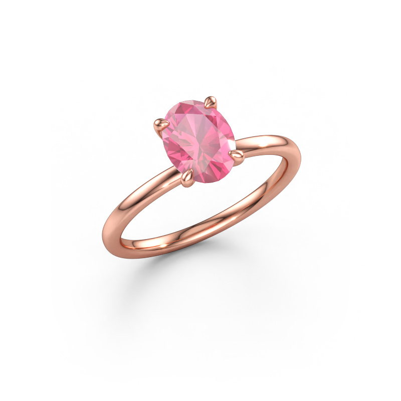 Bild av Förlovningsring Crystal OVL 1 585 roséguld Rosa safir 8x6 mm