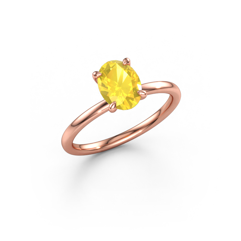 Image of Engagement ring Crystal OVL 1 585 rose gold Yellow sapphire 8x6 mm