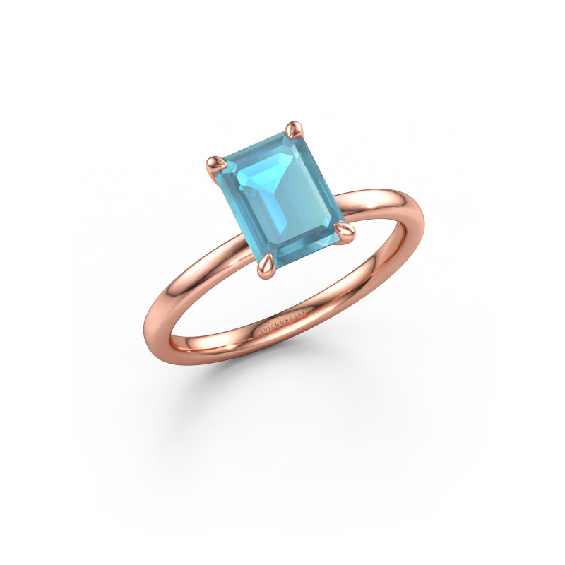 Bild av Förlovningsring Crystal EME 1 585 roséguld Blå topas 8x6 mm