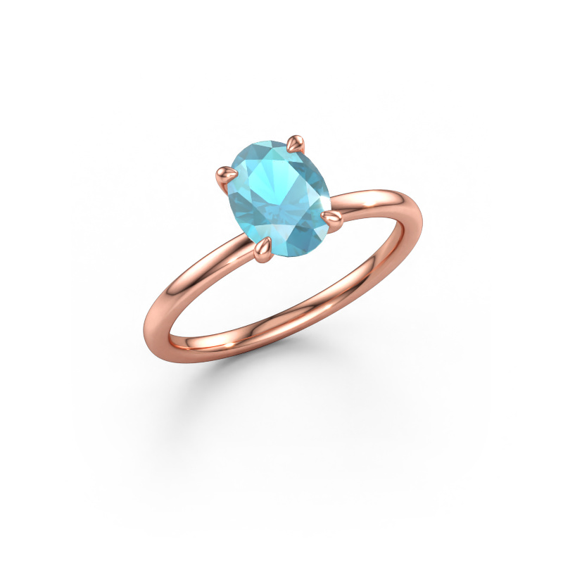 Bild av Förlovningsring Crystal OVL 1 585 roséguld Blå topas 8x6 mm