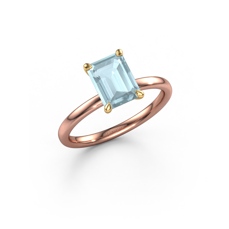 Bild von Verlobungsring Crystal EME 1 585 Roségold Aquamarin 8x6 mm
