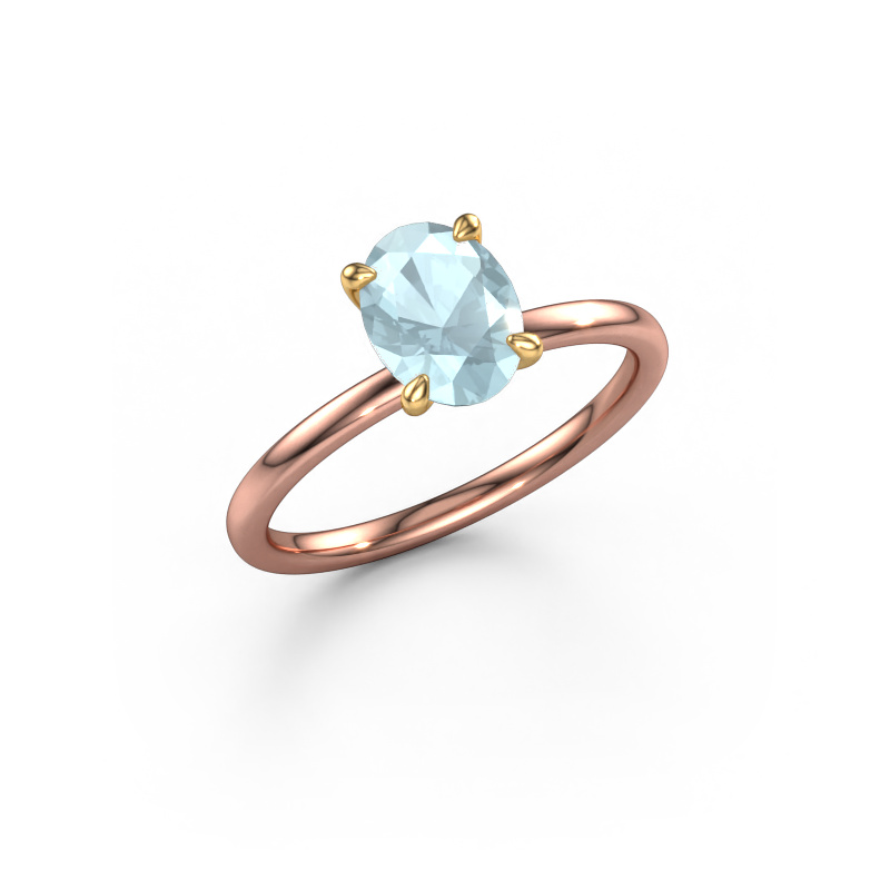 Bild von Verlobungsring Crystal OVL 1 585 Roségold Aquamarin 8x6 mm