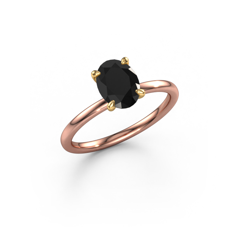 Bild von Verlobungsring Crystal OVL 1 585 Roségold Schwarz Diamant 1.40 crt