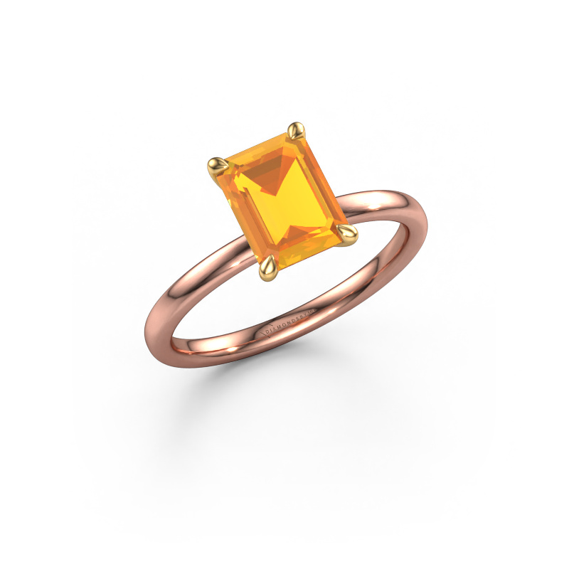 Bild von Verlobungsring Crystal EME 1 585 Roségold Citrin 8x6 mm