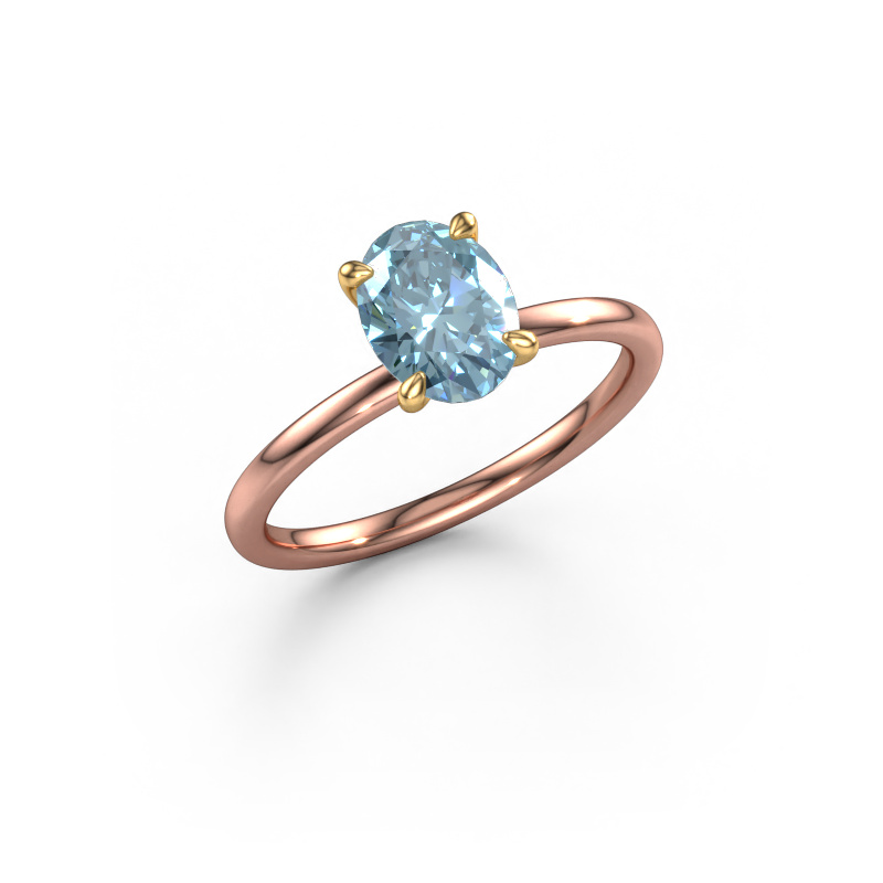 Bild von Verlobungsring Crystal OVL 1 585 Roségold Blauer Labordiamant 8x6 mm