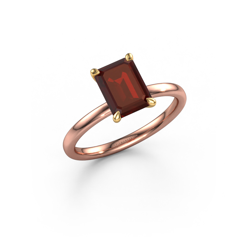 Image of Engagement ring Crystal EME 1 585 rose gold Garnet 8x6 mm