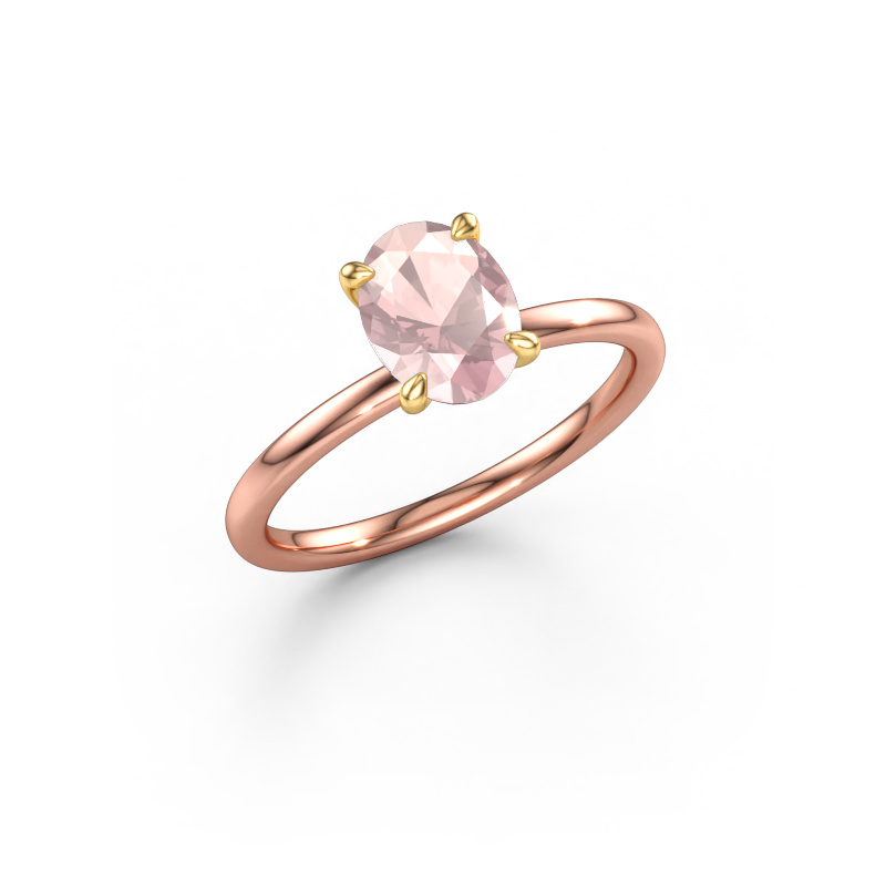 Afbeelding van Verlovingsring Crystal OVL 1 585 rosé goud Morganiet champagne 8x6 mm